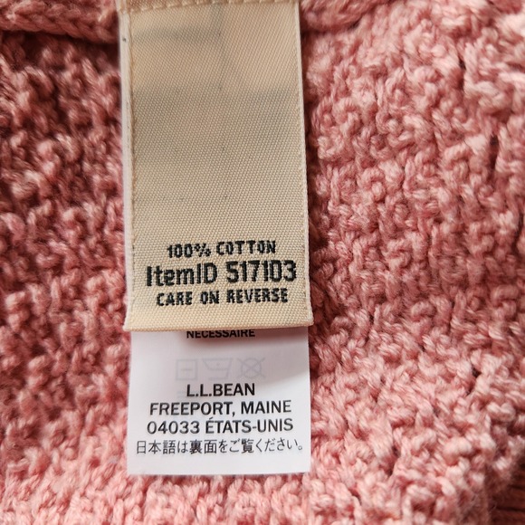LLBean Dusty Rose Pink Textured Knit Cotton Button Front Cardigan Sweater,  L/P - Picture 5 of 11